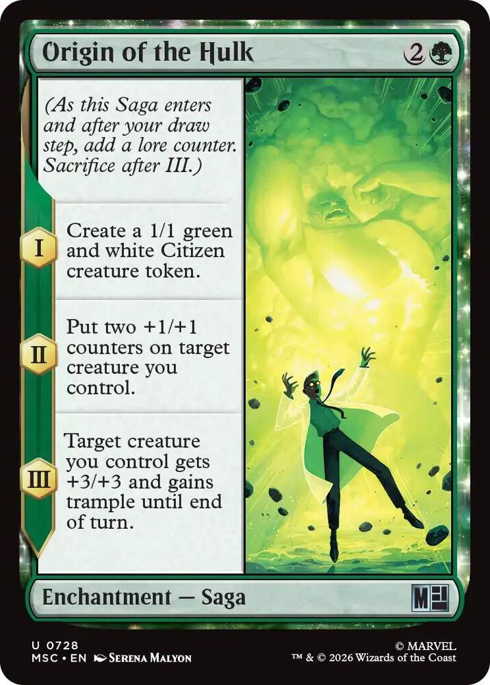 Origin of the Hulk 728 card from Commander: Marvel Super Heroes