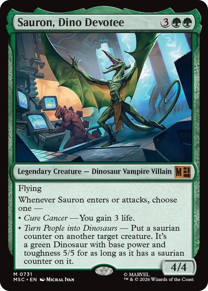 Sauron, Dino Devotee 731 card from Commander: Marvel Super Heroes
