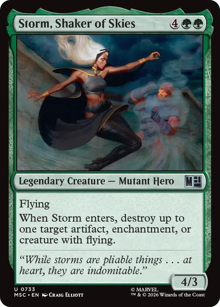 Storm, Shaker of Skies 733 card from Commander: Marvel Super Heroes