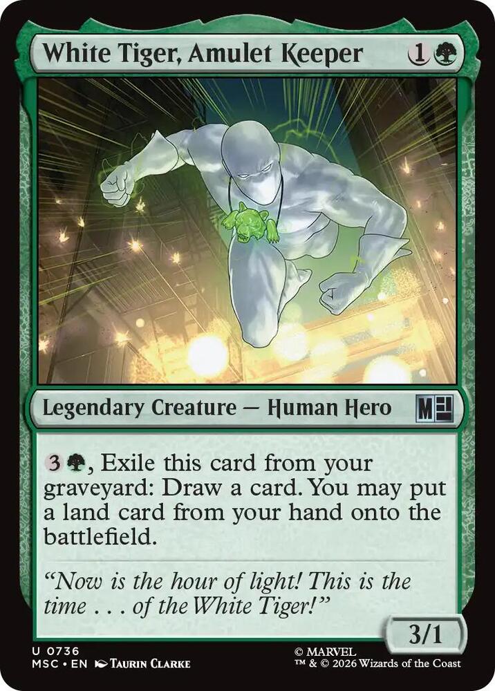 White Tiger, Amulet Keeper 736 card from Commander: Marvel Super Heroes