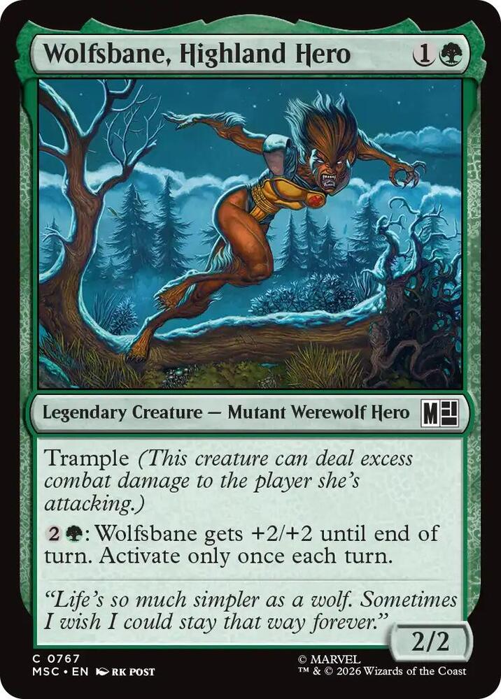 Wolfsbane, Highland Hero 767 card from Commander: Marvel Super Heroes