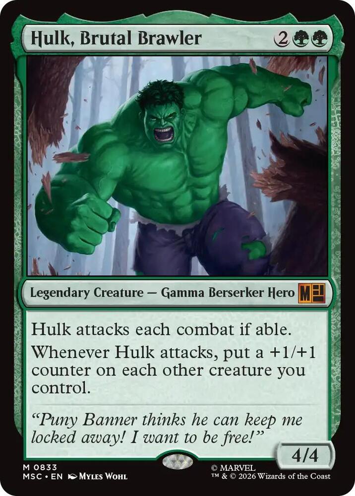 Hulk, Brutal Brawler 833 card from Commander: Marvel Super Heroes