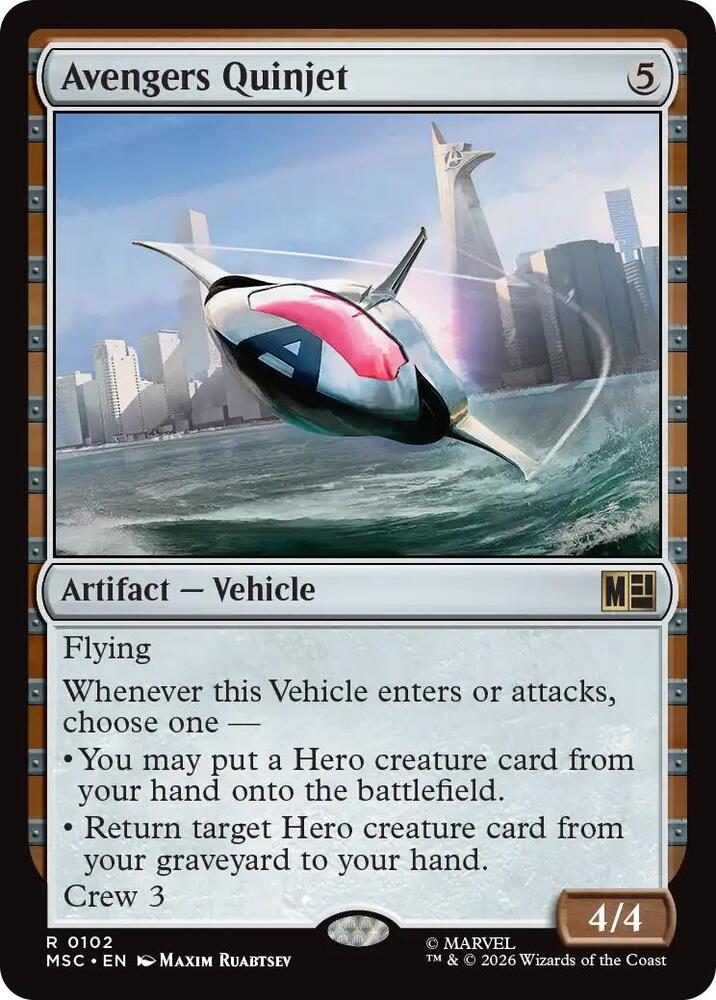 Avengers Quinjet 102 card from Commander: Marvel Super Heroes
