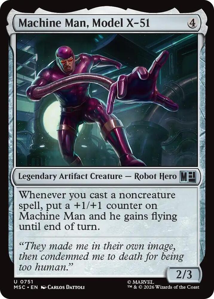 Machine Man, Model X-51 751 card from Commander: Marvel Super Heroes