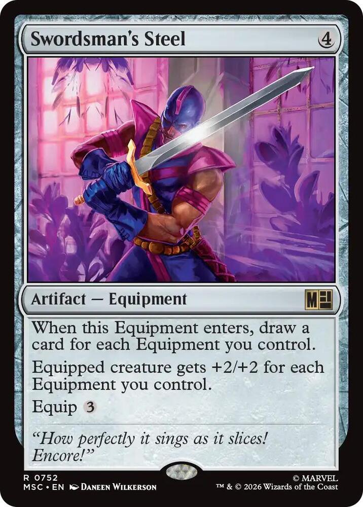 Swordsman's Steel 752 card from Commander: Marvel Super Heroes