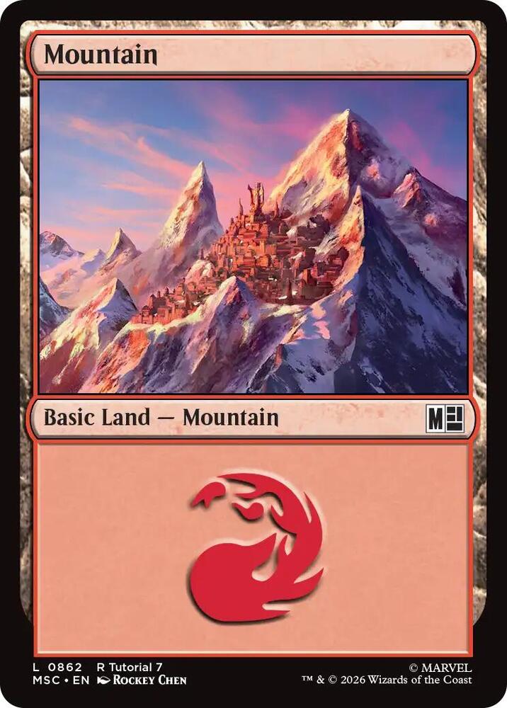 Mountain 862 card from Commander: Marvel Super Heroes