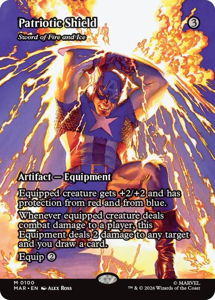 Patriotic Shield - Sword of Fire and Ice (Borderless) 100 card from Marvel Universe Eternal-Legal
