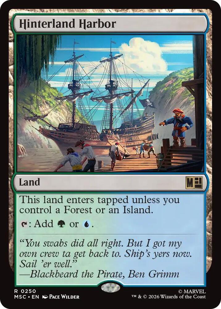 Hinterland Harbor (Surge Foil) 250 card from Commander: Marvel Super Heroes