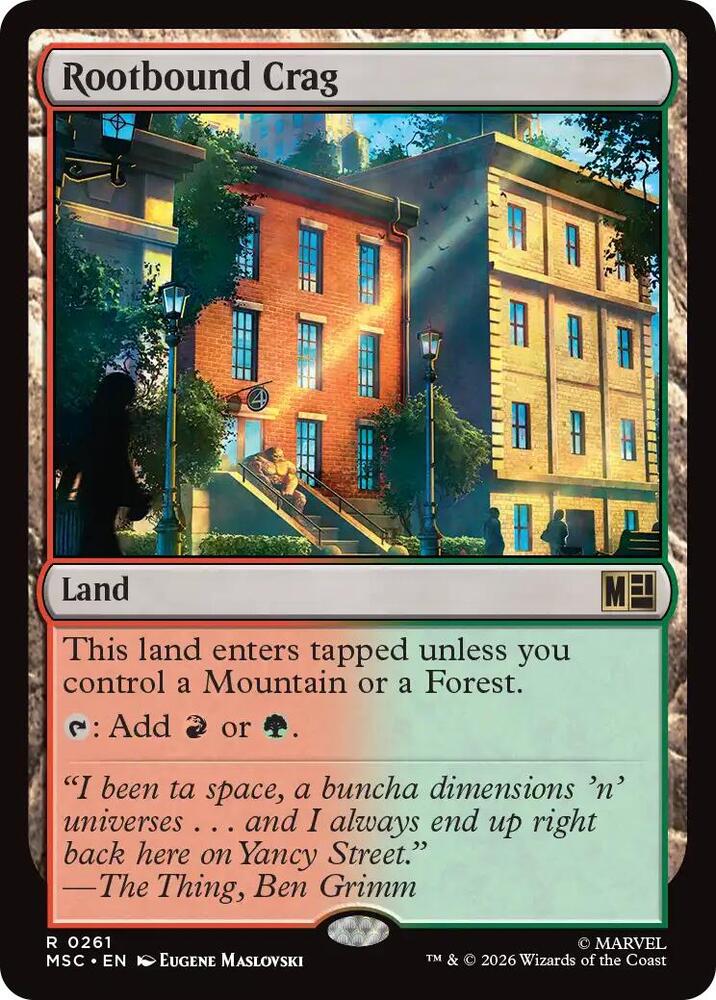 Rootbound Crag 261 card from Commander: Marvel Super Heroes