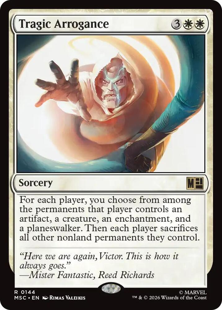 Tragic Arrogance (Surge Foil) 144 card from Commander: Marvel Super Heroes
