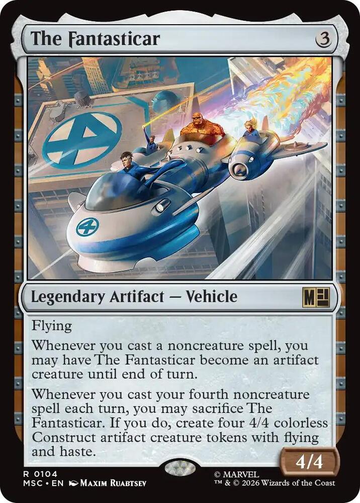 The Fantasticar (Surge Foil) 104 card from Commander: Marvel Super Heroes