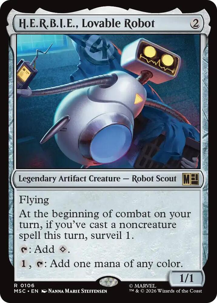 H.E.R.B.I.E., Lovable Robot (Surge Foil) 106 card from Commander: Marvel Super Heroes