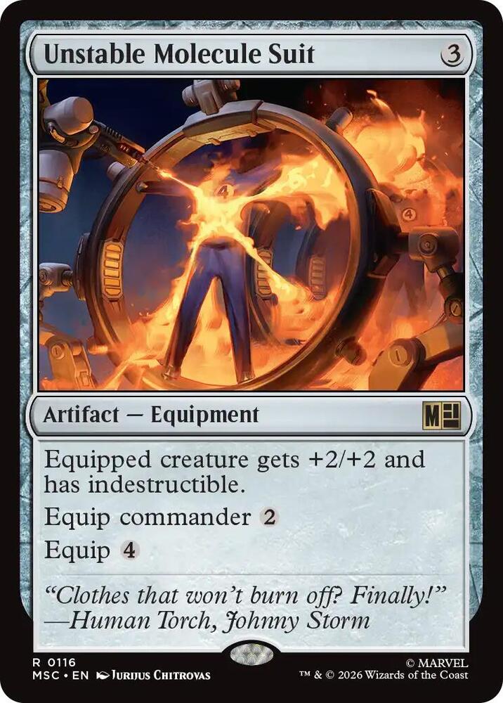Unstable Molecule Suit 116 card from Commander: Marvel Super Heroes