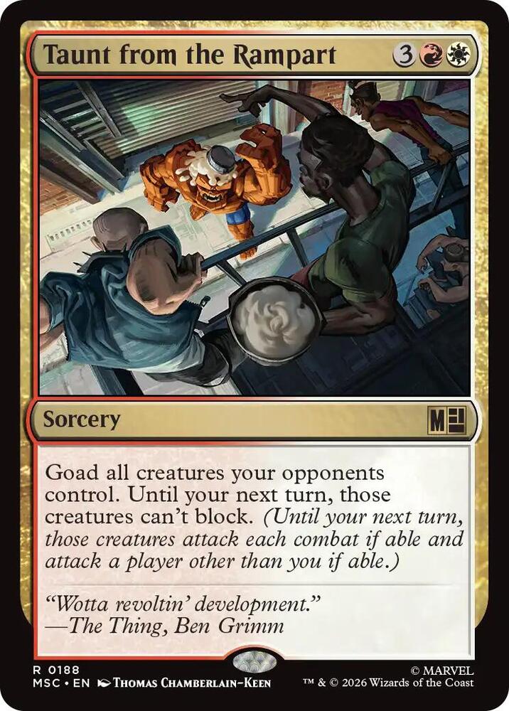 Taunt from the Rampart (Surge Foil) 188 card from Commander: Marvel Super Heroes