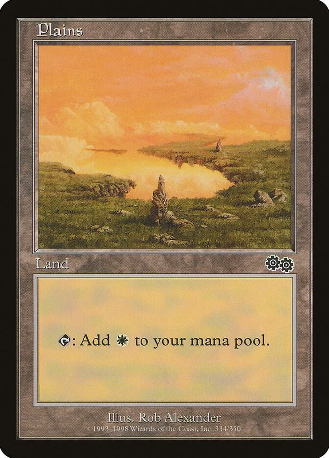 Plains 334 card from Urza's Saga