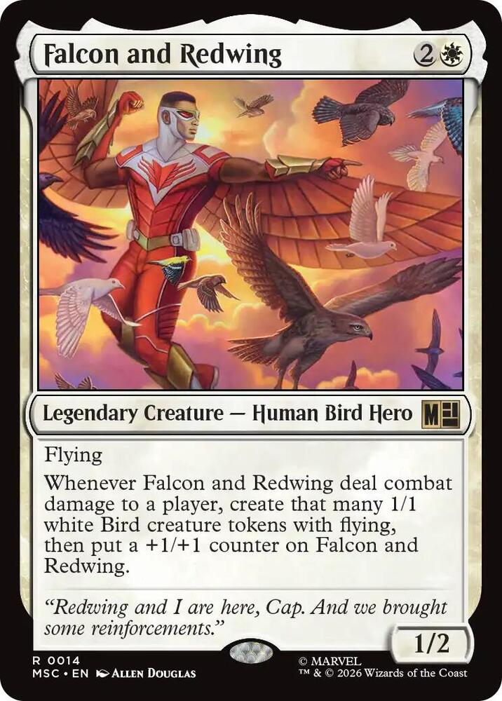 Falcon and Redwing (Surge Foil) 14 card from Commander: Marvel Super Heroes