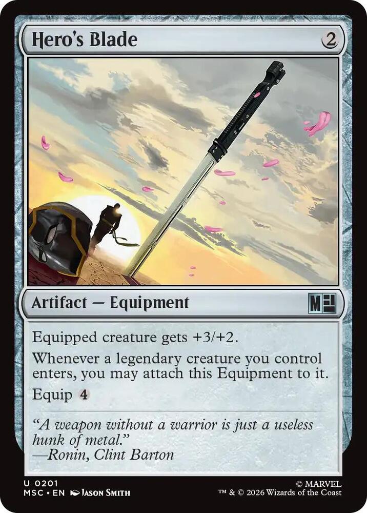 Hero's Blade (Surge Foil) 201 card from Commander: Marvel Super Heroes