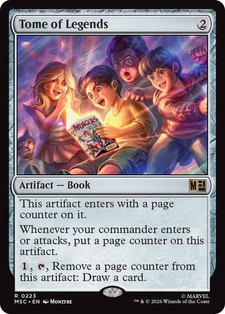 Tome of Legends (Surge Foil) 223 card from Commander: Marvel Super Heroes