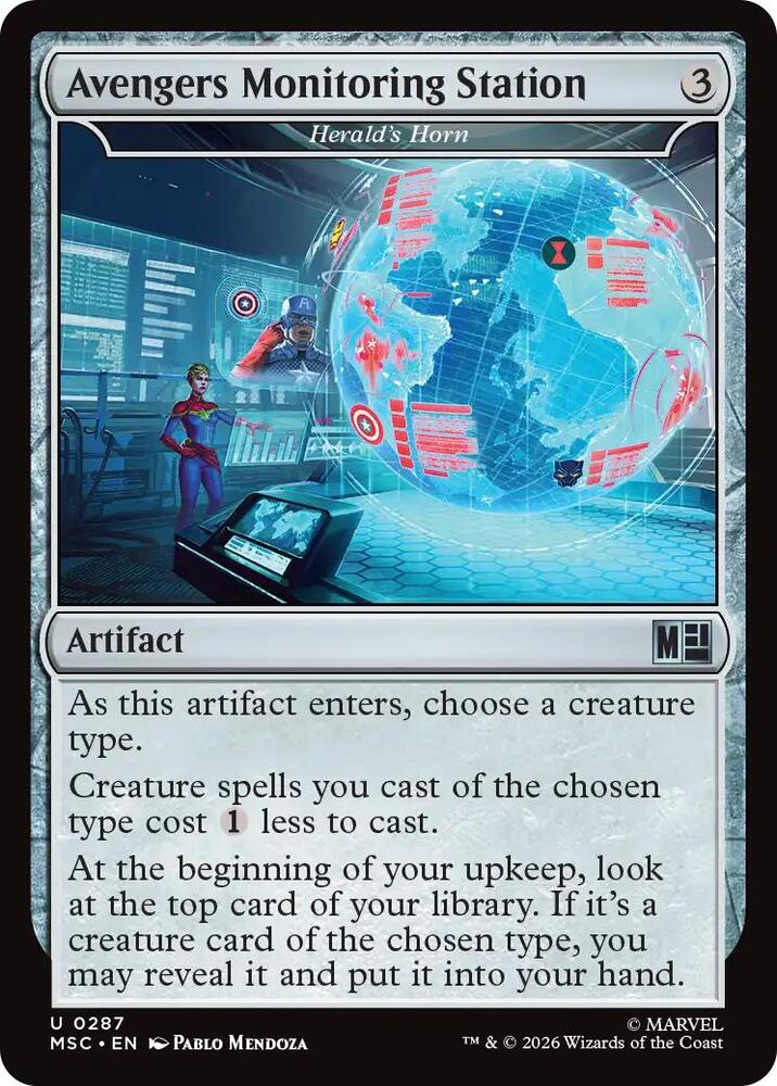 Avengers Monitoring Station - Herald's Horn (Surge Foil) 287 card from Commander: Marvel Super Heroes