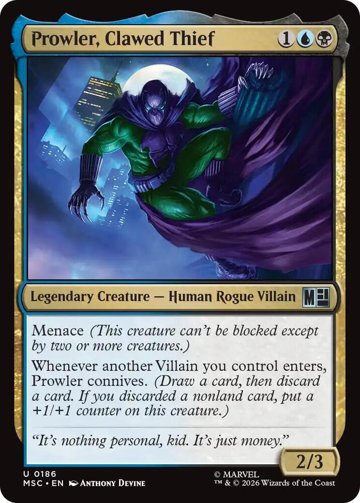 Prowler, Clawed Thief (Surge Foil) 186 card from Commander: Marvel Super Heroes