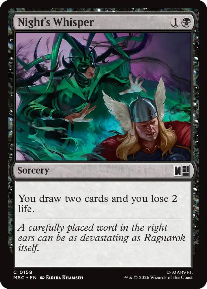 Night's Whisper 158 card from Commander: Marvel Super Heroes