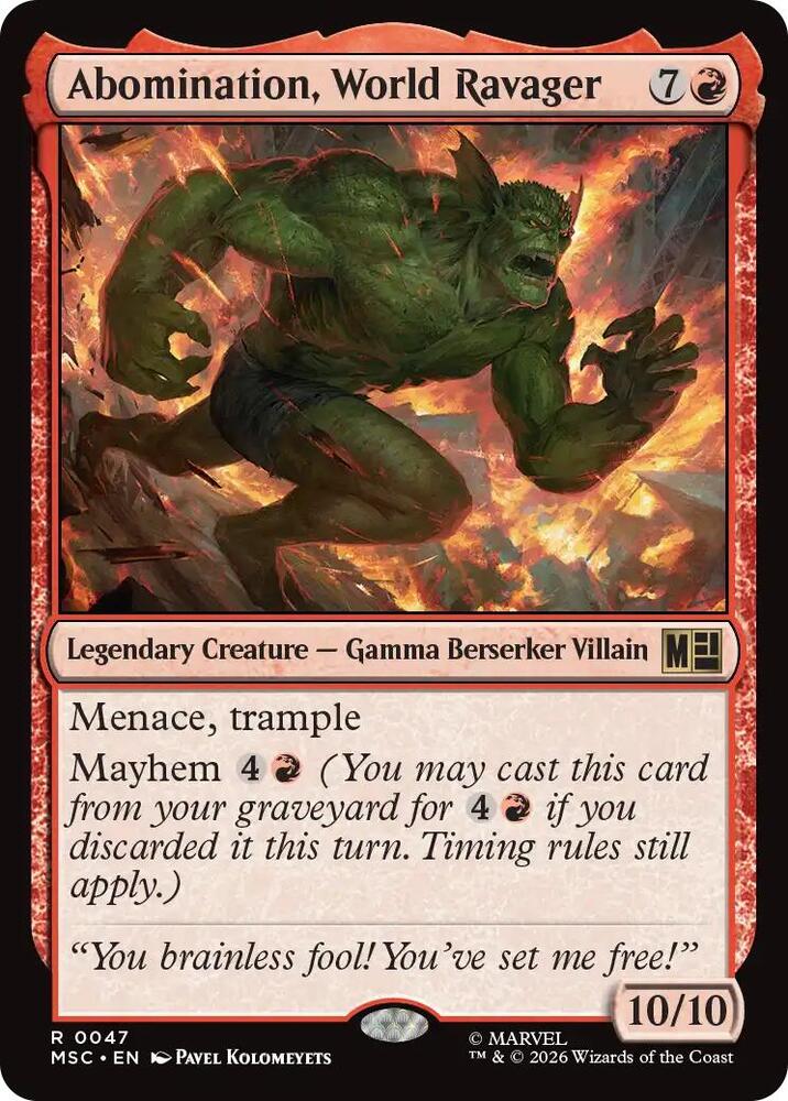 Abomination, World Ravager (Surge Foil) 47 card from Commander: Marvel Super Heroes