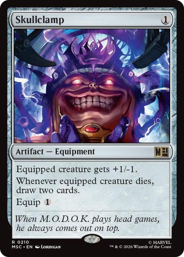 Skullclamp (Surge Foil) 210 card from Commander: Marvel Super Heroes