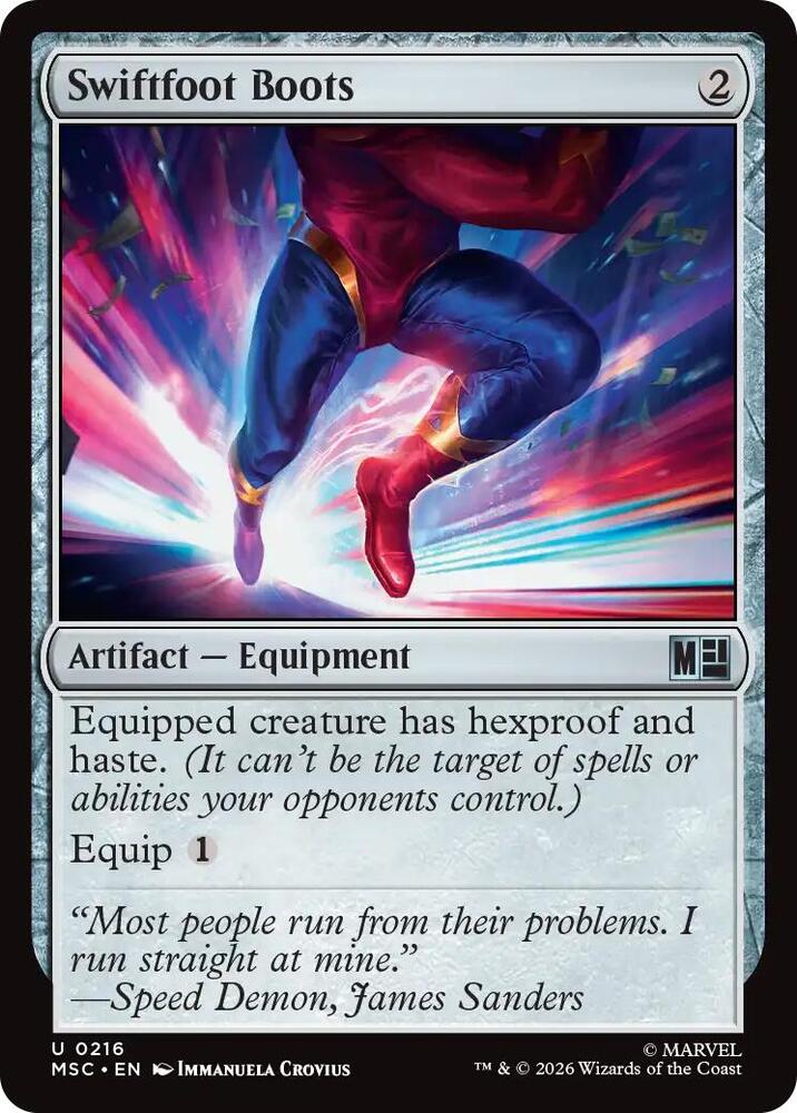 Swiftfoot Boots 216 card from Commander: Marvel Super Heroes