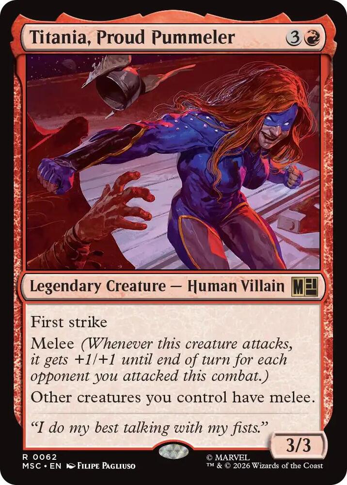 Titania, Proud Pummeler 62 card from Commander: Marvel Super Heroes