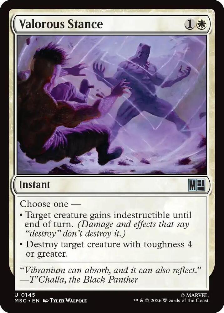 Valorous Stance (Surge Foil) 145 card from Commander: Marvel Super Heroes