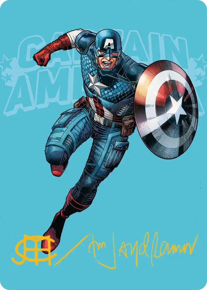 Captain America, Super-Soldier Art Card (Gold-Stamped Signature) 21 card from Art Series: Marvel Super Heroes