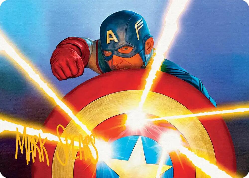 Captain's Defense Art Card (Gold-Stamped Signature) 41 card from Art Series: Marvel Super Heroes