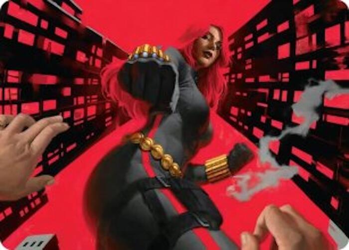 Black Widow, Deadly Hunter Art Card 42 card from Art Series: Marvel Super Heroes