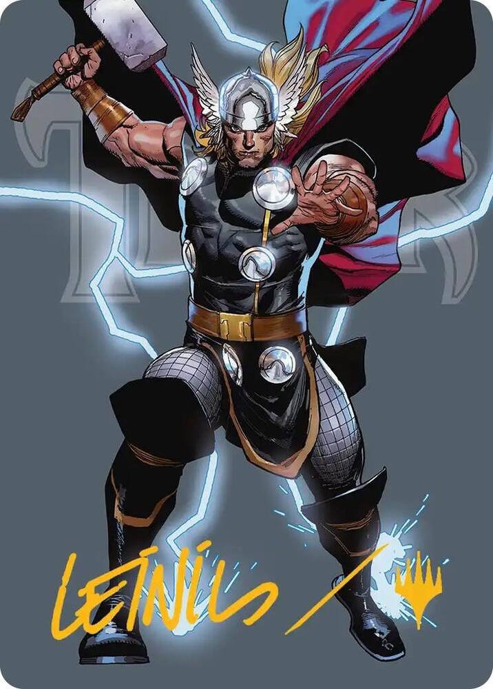 Thor, God of Thunder Art Card (Gold-Stamped Signature) 26 card from Art Series: Marvel Super Heroes