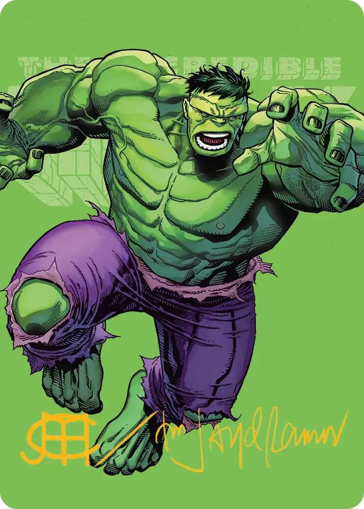 The Incredible Hulk Art Card (Gold-Stamped Signature) 28 card from Art Series: Marvel Super Heroes