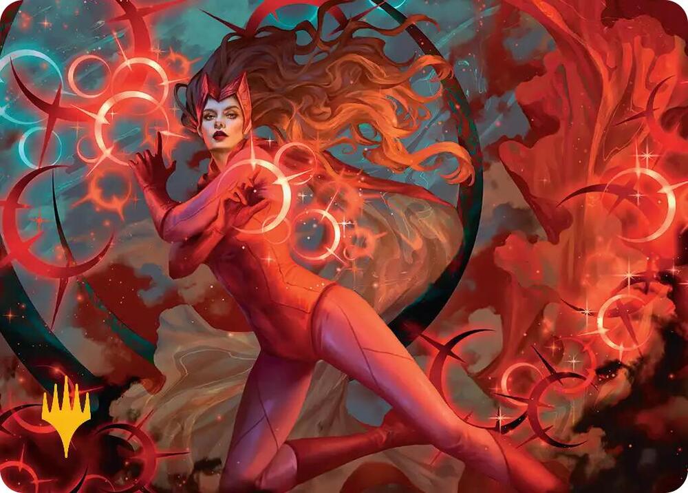 Scarlet Witch, Chaotic Avenger Art Card (Gold-Stamped Planeswalker Symbol) 38 card from Art Series: Marvel Super Heroes