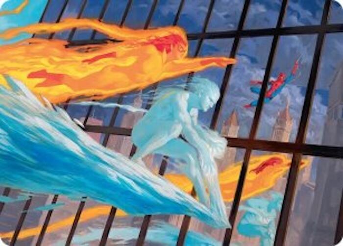 Iceman and Firestar Art Card 45 card from Art Series: Marvel Super Heroes