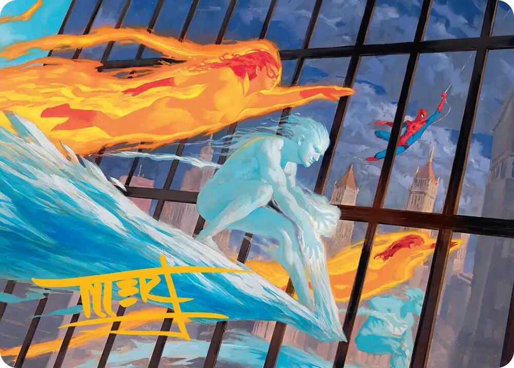 Iceman and Firestar Art Card (Gold-Stamped Signature) 45 card from Art Series: Marvel Super Heroes