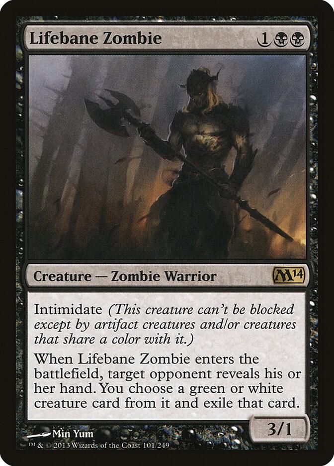 Lifebane Zombie 101 card from Magic 2014 (M14)