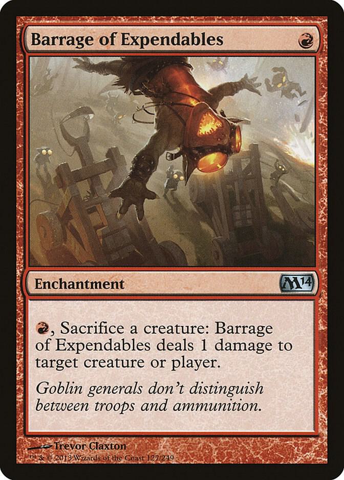 Barrage of Expendables 127 card from Magic 2014 (M14)