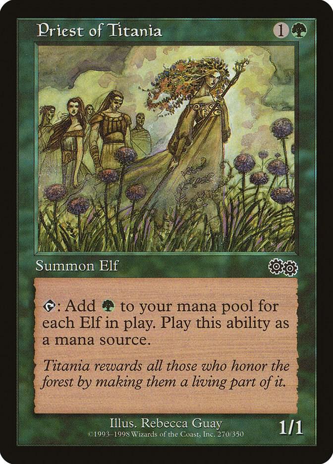 Priest of Titania 270 card from Urza's Saga