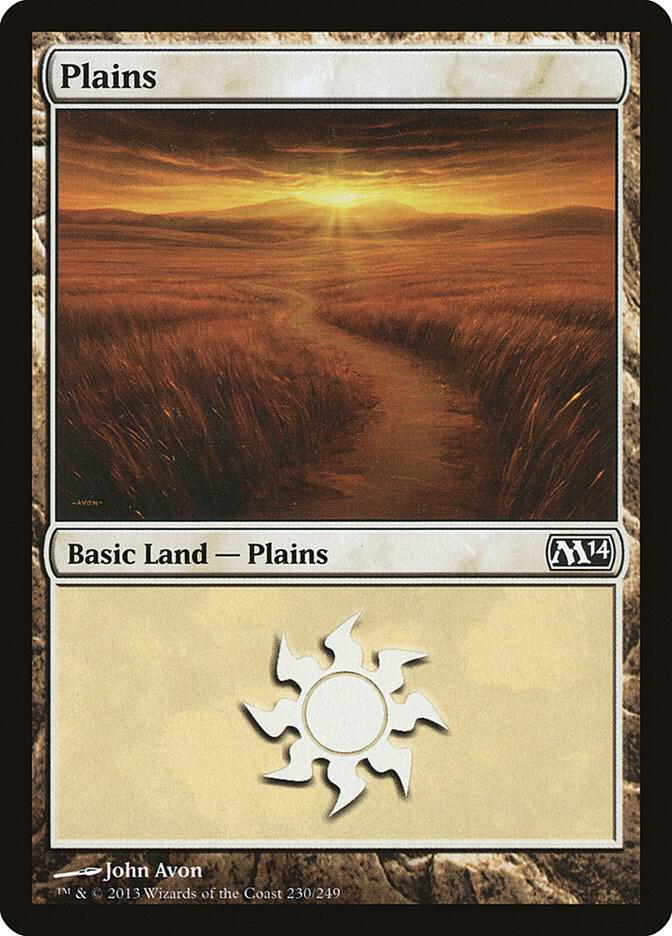 Plains 230 card from Magic 2014 (M14)
