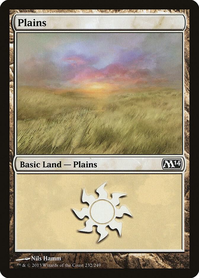 Plains 232 card from Magic 2014 (M14)