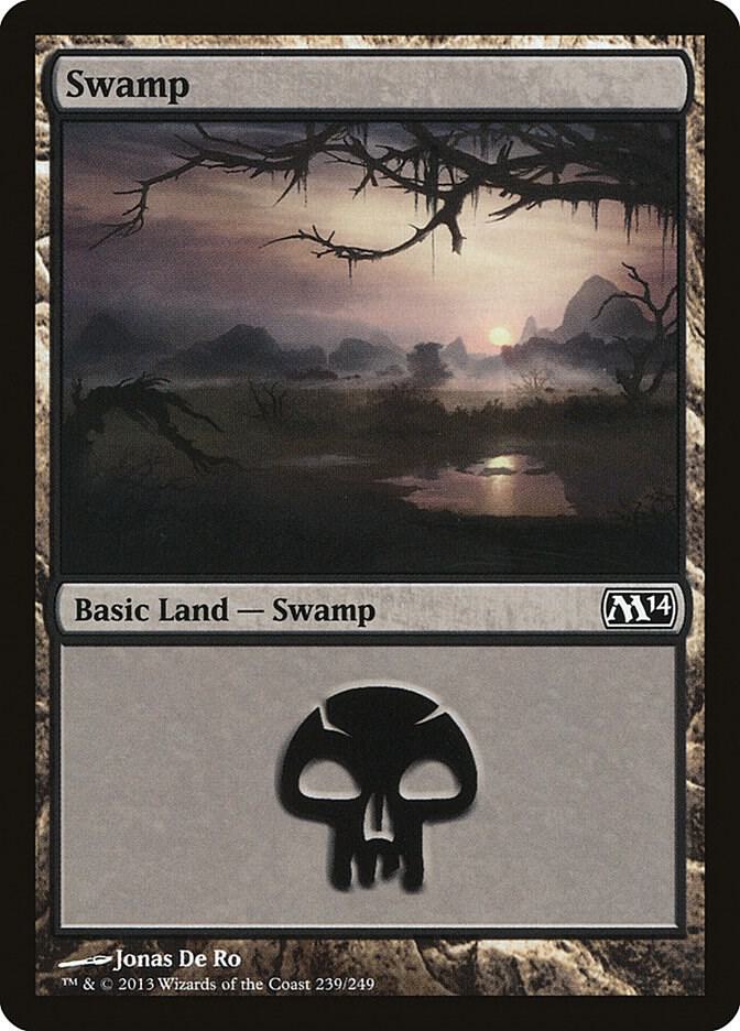 Swamp 239 card from Magic 2014 (M14)