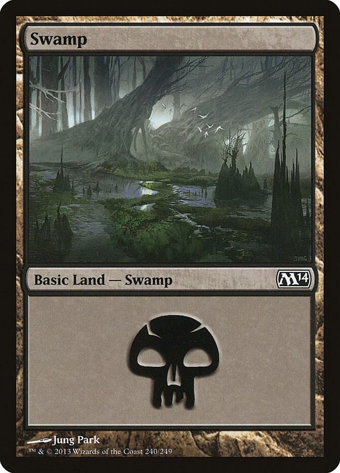 Swamp 240 card from Magic 2014 (M14)