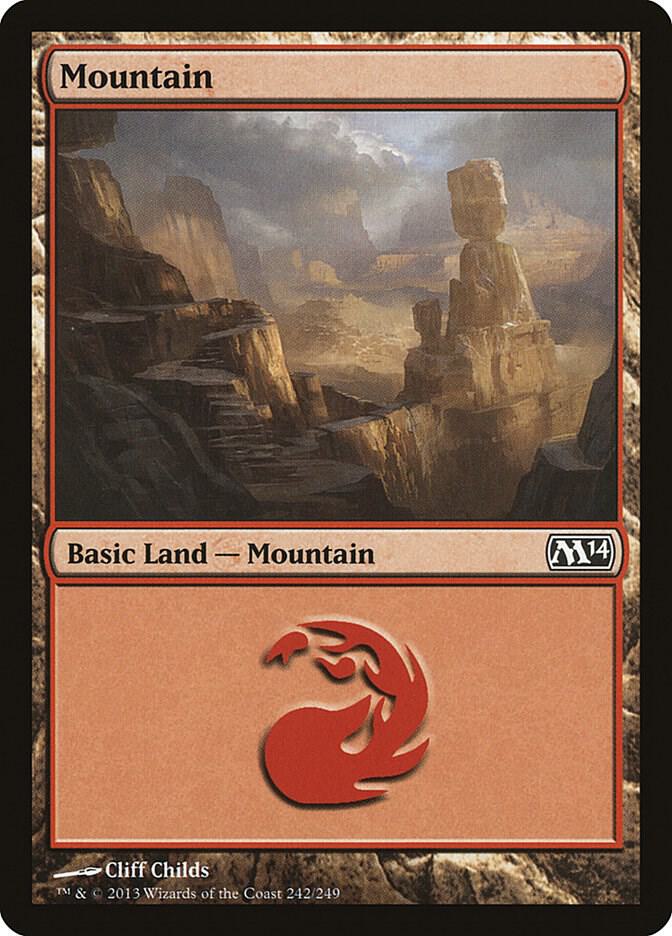 Mountain 242 card from Magic 2014 (M14)