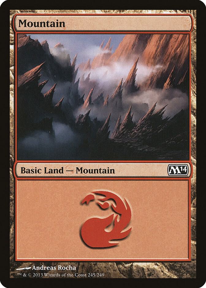 Mountain 245 card from Magic 2014 (M14)