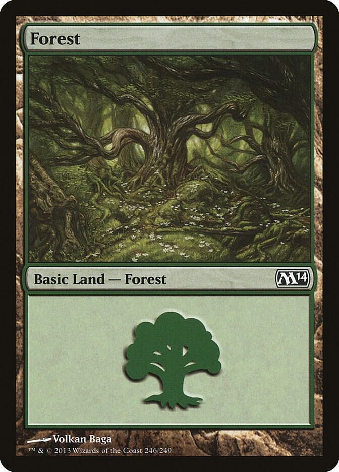 Forest 246 card from Magic 2014 (M14)