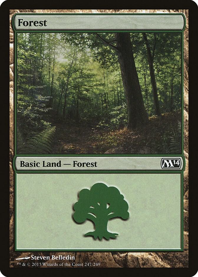 Forest 247 card from Magic 2014 (M14)