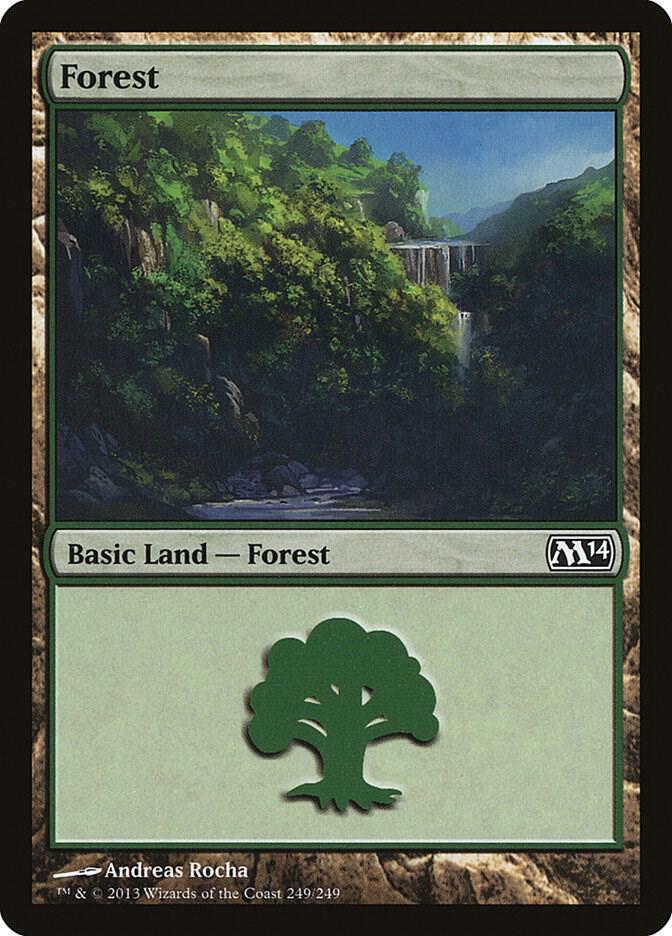 Forest 249 card from Magic 2014 (M14)